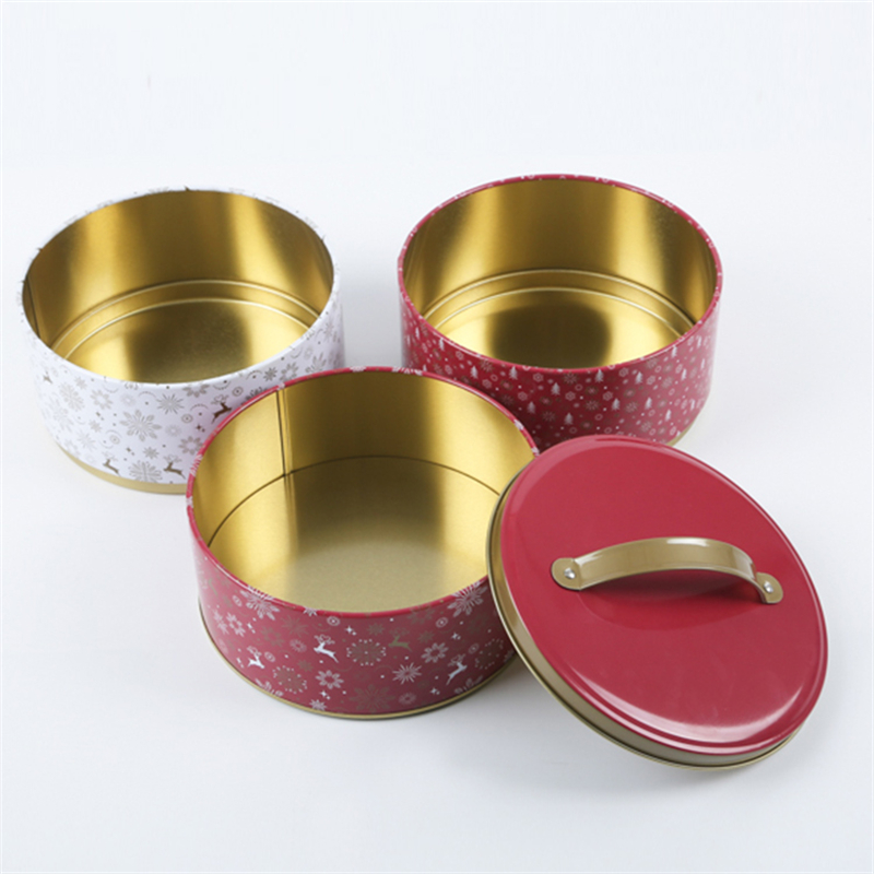 Round cookie christmas gift tin box tin manufacturers