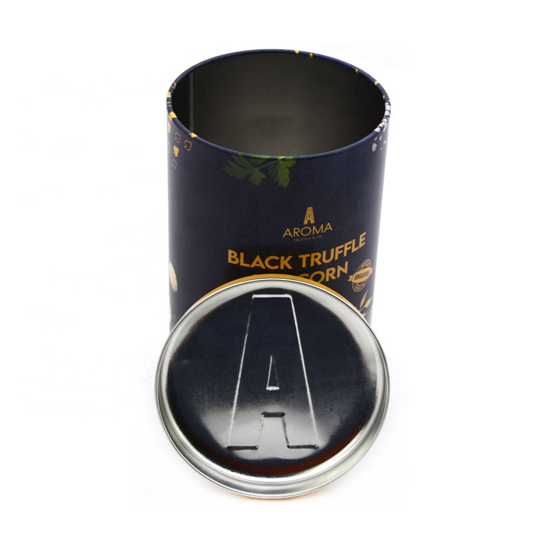 Round black metal popcorn tin can factory tin manufacturers