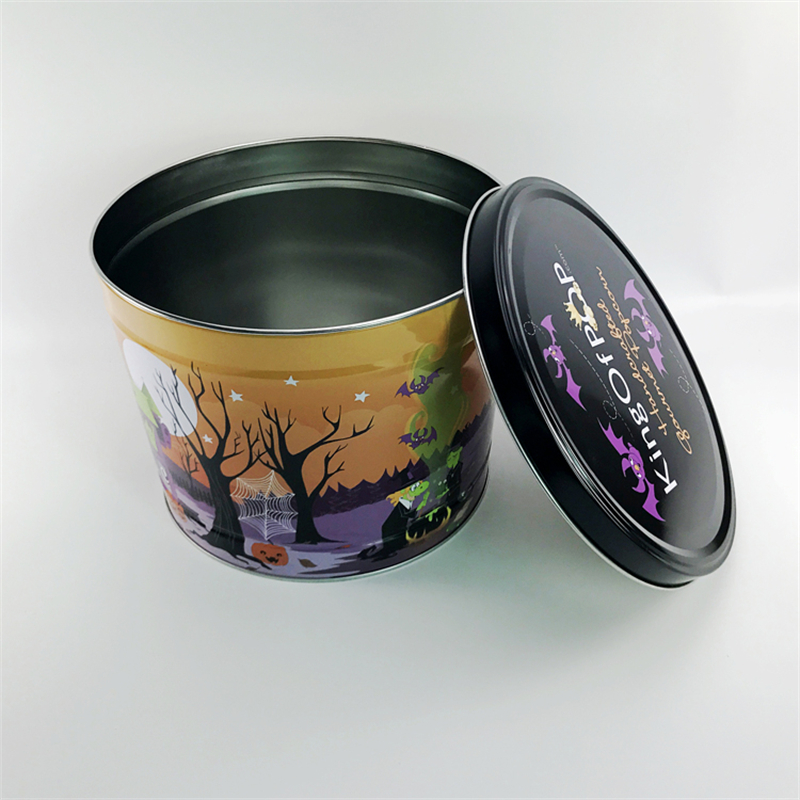 Customized round metal buckets popcorn tins tin manufacturers